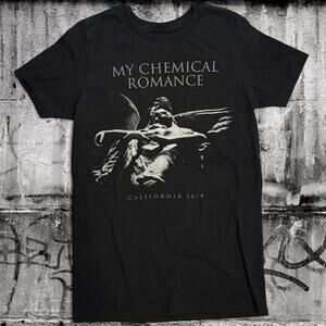 My Chemical Romance Angel Statue California 2019 T-Shirt Black Size Small